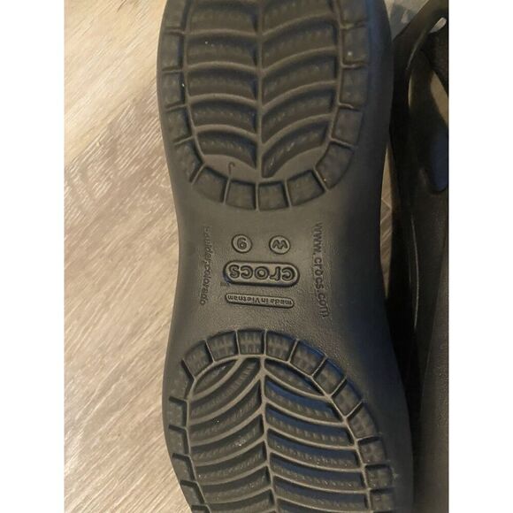 Crocs Kadee Ballet Flats Shoes Women's Sz 9 Black Rubber Slingback Slip On - Picture 6 of 8